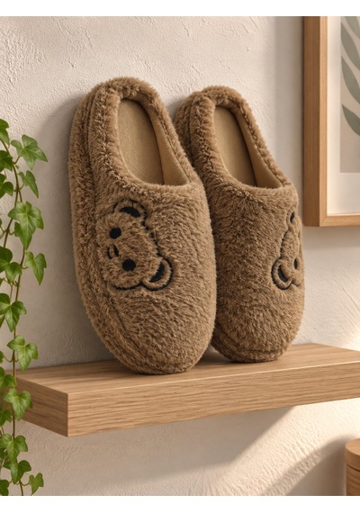 Modafrato Fluffy Ayıcık Desenli Kadın Ev Terliği Kışlık Yünlü Terlik Ses Yapmayan İçi Yünlü Günlük Rahat Terlik Siyah - Taba Modafrato Fluffy Ayıcık Desenli Kadın Ev Terliği Kışlık Yünlü Terlik Ses Yapmayan İçi Yünlü Günlük Rahat Terlik Siyah - Taba