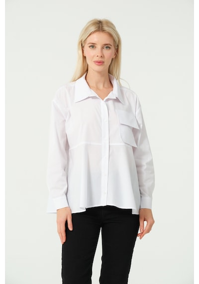 S'amore Clothing Cep Detay Polo Yaka Gömlek Beyaz