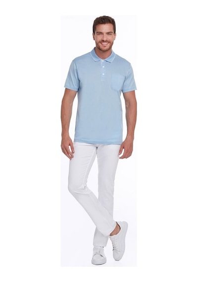 Hatemoğlu Mavi Regular Fit %100 Pamuk Basic Polo Yaka Tişört-Mavi