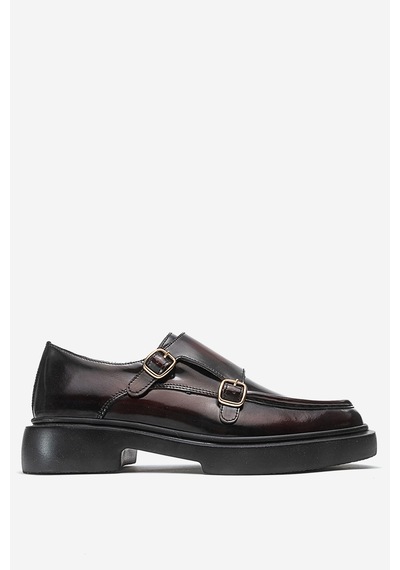 Dericlub Erkek Kemerli Loafer Ayakkabı Gerçek Deri T575 Bordo