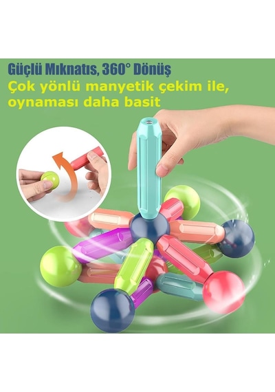 25 Parça Manyetik Çubuklar Ve Toplar Stem Oyuncağı