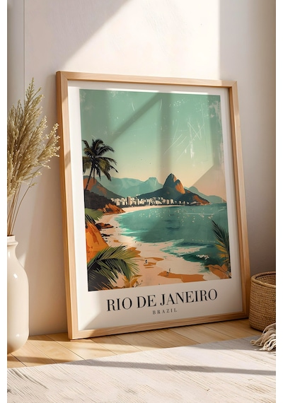 Rio De Janeiro Brazil Vintage Seyahat Posteri Çerçeveli Tablo - Premium Tropikal Sahil Duvar Dekoru Kayın Rio De Janeiro Brazil Vintage Seyahat Posteri Çerçeveli Tablo - Premium Tropikal Sahil Duvar Dekoru Kayın