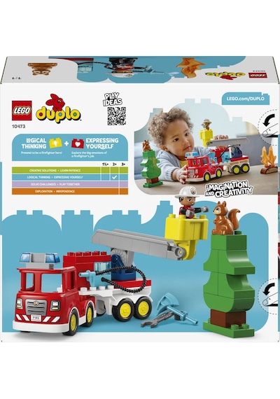 LEGO® DUPLO® Kasabası Hortumlu İtfaiye Aracı ve İtfaiyeci 10473 - 2 Yaş ve Üzeri Çocuklar için Figür İçeren Yapım Seti (28 Parça)