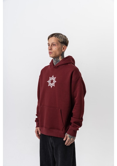 Respire Erkek Itsbyzey Nakışlı Kapüşonlu Oversize Hoodie Bordo