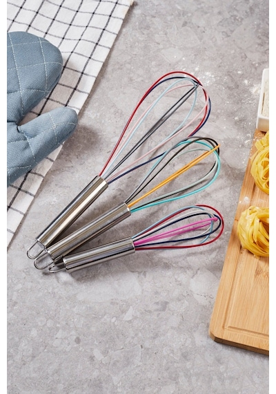 Mundo Silikon 3'lü Çırpma Teli 35-25-21 Cm-3 Boy Metal Çırpıcı Seti Paslanmaz Sap Metal Diğer