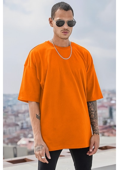 Oversize Beyaz T-shirt Turuncu