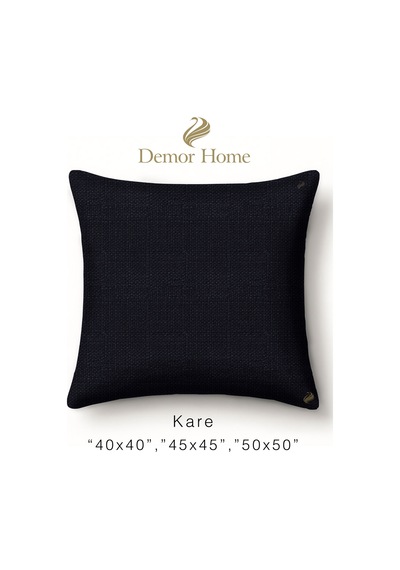 Br Demor Home Keten Dokulu Gece Siyahı Kırlent Yastık Kılıfı