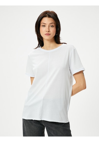 Koton Basic Tişört Bisiklet Yaka Kısa Kollu Standart Kesim Beyaz 4sak50147ek Beyaz