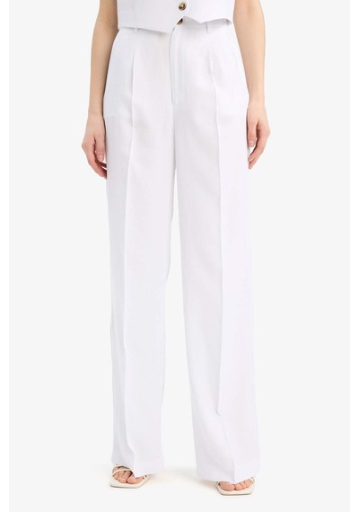 DeFacto Wide Leg Keten Karışımlı Palazzo Pantolon Yüksek Bel Geniş Bol Paça Pensli Cepli A1922AX25SMWT34 DeFacto Wide Leg Keten Karışımlı Palazzo Pantolon Yüksek Bel Geniş Bol Paça Pensli Cepli A1922AX25SMWT34