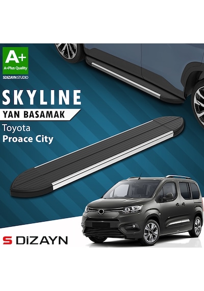 S-dizayn Toyota Proace City Kısa Şase Skyline Krom Yan Basamak 203 Cm 2018 Üzeri A+ Kalite