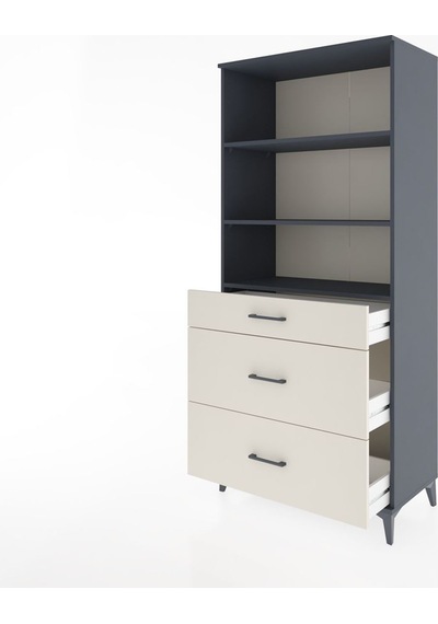Hyperion Dolap 3 Raflı 3 Çekmeceli 88x44x195 Antrasit-aytaşı Antrasit