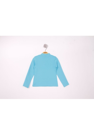 Toontoy Kız Çocuk Regular Fit Dik Yaka Nakış Baskılı Sweatshirt - Ribana Turkuaz