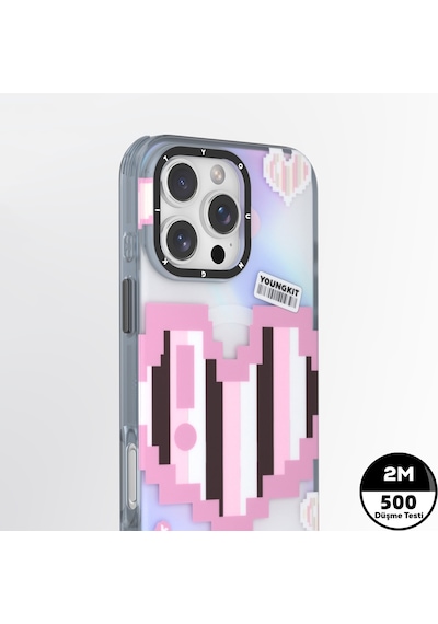 Apple Uyumlu iPhone 15 Pro Max Kılıf Magsafe Şarj Özellikli Youngkit Love Serisi Kapak Pembe Pembe