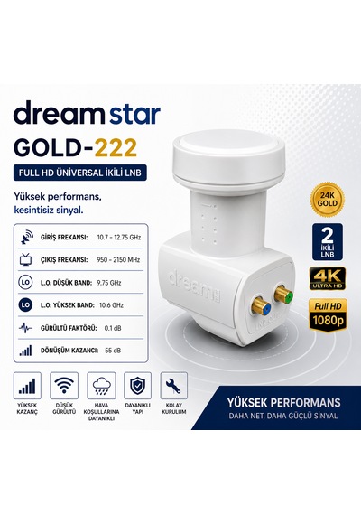 Dreamstar Gold-222 İkili Universal 4k Uydu Lnb