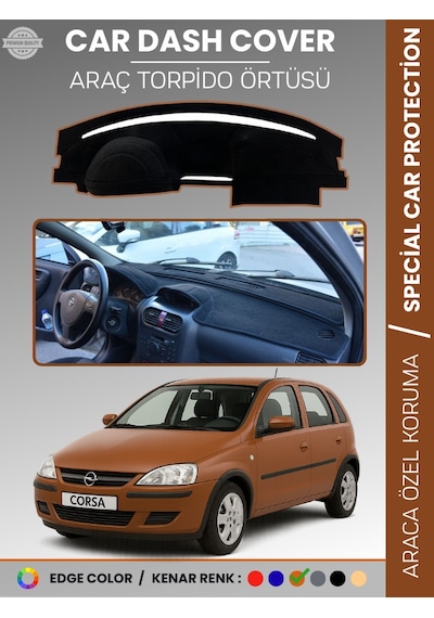 Opel Corsa C 2000-2006 Torpido Örtüsü Ön Göğüs Halı Torpido Koruma Birebir Uyum Kaymaz Özel Kesim - 318 Stiloto