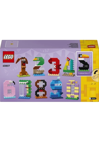 LEGO® Doğum Günü Rakamları 40807 – 6 Yaş ve Üzeri Çocuklar için Hayvanlı Masa ve Süs İçeren Eğitici Oyuncak Yapım Seti (281 Parça)