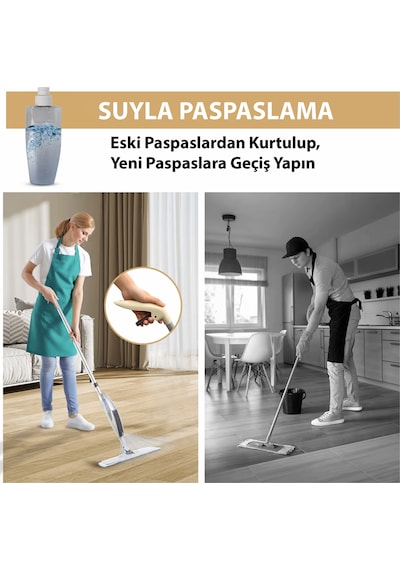 Hymark Sprey Mop Su Deterjan Hazneli 360 Derece Dönen Mikrofiber Bez Temizlik Seti
