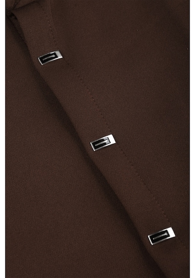 Deepsea Kahve Slim Fit Likralı Kolay Ütülenebilir Gizli Düğmeli Erkek Gömlek 2602614