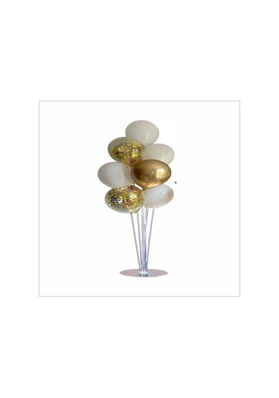 Ayaklı Balon Standı 7li Set, Toplam 7 Adet Gold, Deniz Kumu, Şeffaf Balon Seti Çok Renkli