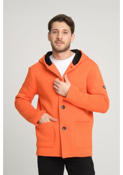 Alexandergardi Alexandergardı Kapüşonlu İçi Şardonlu Oversize Ceket E22-60700 Turuncu