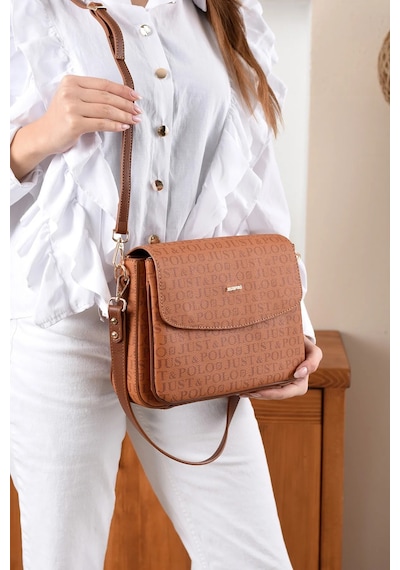Just Polo Kadın Baskı Detaylı Büyük Boy El Ve Omuz Çantası Taba 66355088