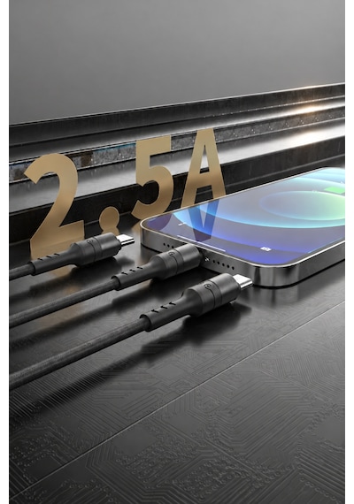 Ven-dens Vd-dca01 3 Ü 1 Arada Şarj Ve Veri Kablosu, Type-c Micro Usb Lightning Uçlu, 2,5 A, Siyah