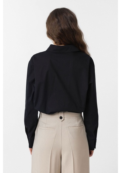 Antioch Crop Poplin Kadın Gömlek Siyah