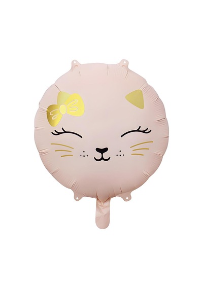 Retro Pembe Renkli Kedi Kitty Folyo Balon 18 İnç 45 Cm Pembe