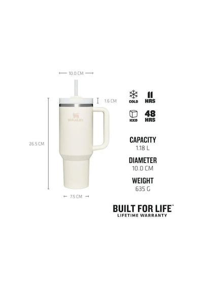 Stanley Quencher Pipetli Termos Bardak 1.18 Lt 1,18 Lt - Krem Beyaz - Krem