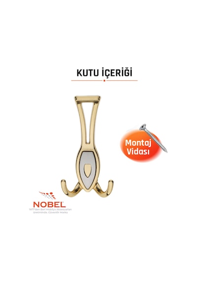 Zepli N Portmanto Askısı, Metal Vestiyer Askısı, Altin Matkrom, Duvar Ve Dolap Askılığı 5'li Set Vidalı Altın