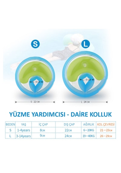 Swimi Yüzme Yardımcısı Şişme Deniz Kolluğu 4-14 Yaş Mavi