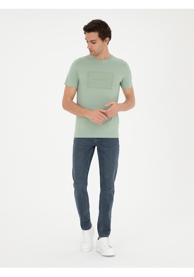 Haki Slim Fit Bisiklet Yaka T-shirt Yeşil