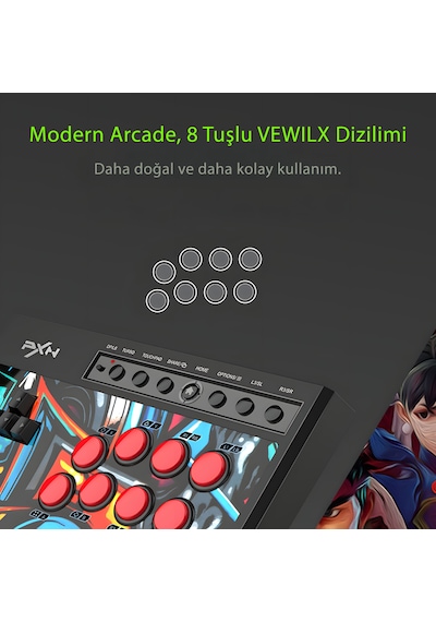 Pxn X8 Arcade Stick Oyun Kumandası Mekanik Tuşlu Vewlıx Layout Ps3 / Ps4 / Pc / Xbox / Switch Uyumlu