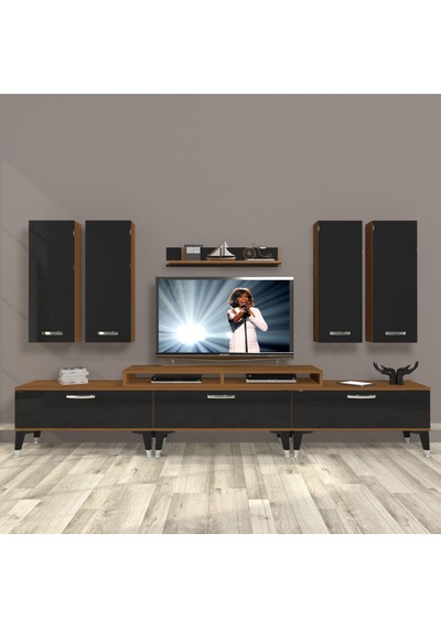 Decoraktiv Ekoflex 8d Slm Silver Tv Ünitesi Tv Sehpası Ceviz - Siyah