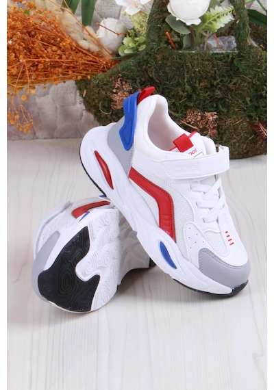 Fort Cool Toti Rahat Hafif Sneaker Erkek Çocuk Ayakkabı Beyaz - Kırmızı
