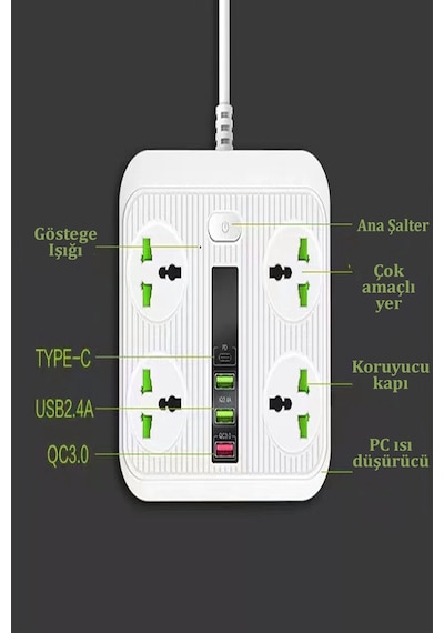 Qpen Sc05 8in1 Priz Dönüştürücü