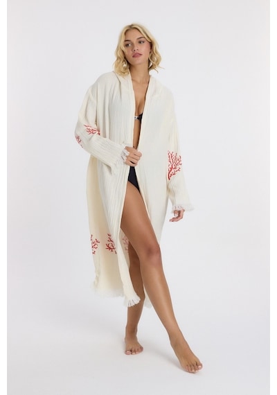 Mulberry Muslin Peştemal Bornoz Banyo Ve Plaj Elbisesi Kırmızı