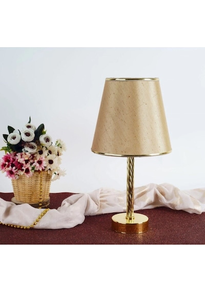 Gold İşlemeli Başlık Gold İşlemeli Ayaklı Modern Abajur 40x20cm