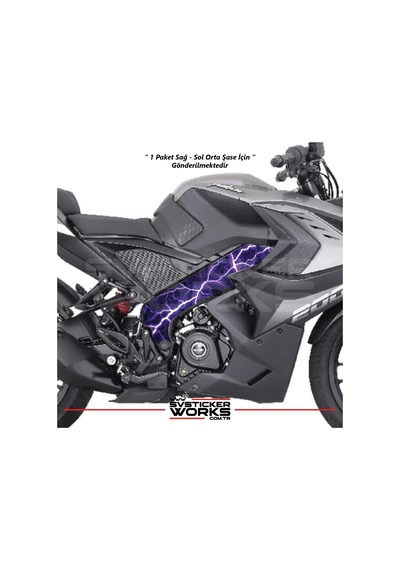 Bajaj Pulsar Rs200 Orta Şase Kaplama Mor Şimşek Desen Sticker Diğer