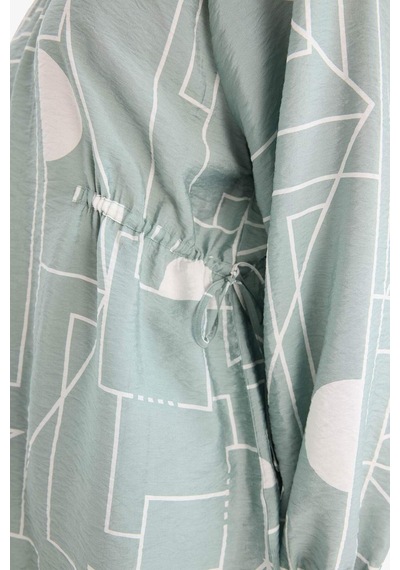 Defacto Regular Fit Desenli Uzun Kollu Bluz D8681ax25spgn1100 Yeşil