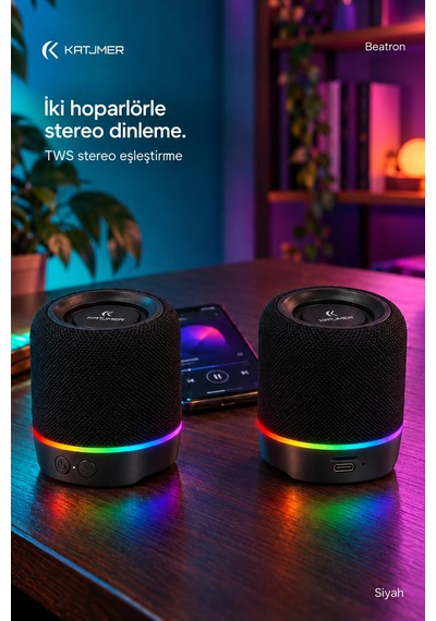 Spbtrn-001 Beatron Manyetik Ayrılabilir Bluetooth 5.4 Hoparlör 2 5 W, Tws, Tf Kart, Işıklı Siyah