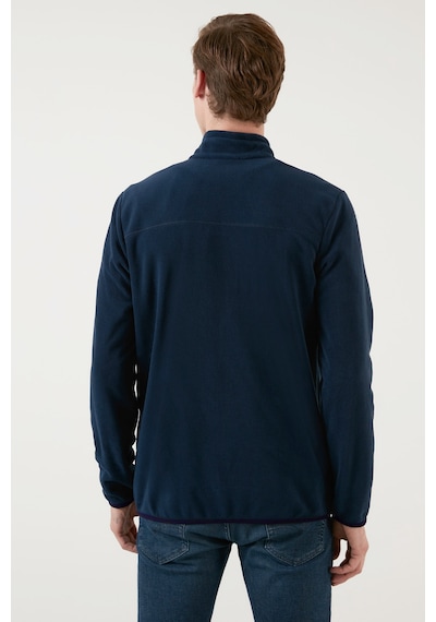 Buratti Slim Fit Fermuarlı Cepli Dik Yaka Polar Erkek Hırka 5906028 Lacivert