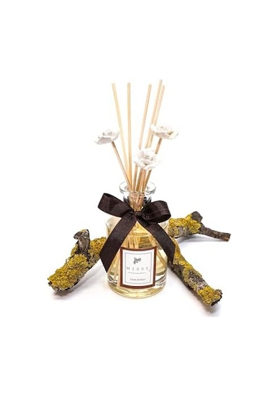 200 Ml Silindir Şişe Bambu Çubuklu Dark Amber Oda Kokusu Abundance Prosperity