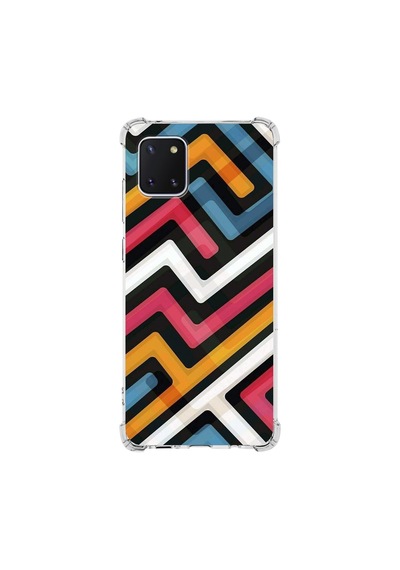 Samsung Galaxy Uyumlu Note 10 Lite Köşe Korumalı Antişok Kapak Labirent Grafiti Tasarımlı Şeffaf Kılıf