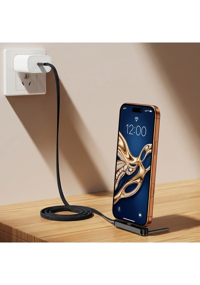 240w Hızlı Şarj Kablo Ve Katlanabilir Telefon Standı Usb-c Uyumlu Örgülü Veri Aktarım Kablosu 1