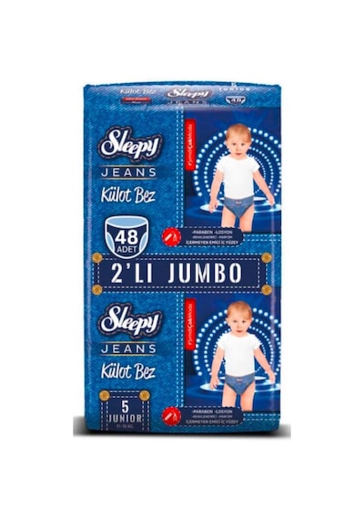 Sleepy Jeans Natural Külot Bez 5 Numara Junior 2'li Jumbo 48 Adet 2'li