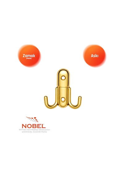 Roket Askı, Metal Vestiyer Askısı, 37 Gr, Dolap Ve Duvar Askılığı, Altin Vidalı Altın