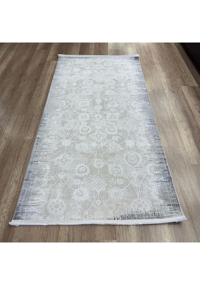 Hoom Rugs Decor 1135 Gri Yün Tuşeli Pamuk Taban Halı Gri