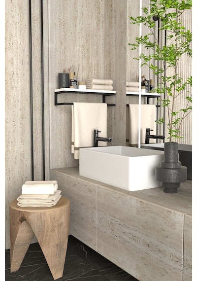 Aju Havluluk Duvara Monte Raf Aksesuarlık Şal Askılığı Ev Banyo Mutfak Düzenleyici Çok Amaçlı Raf Beyaz