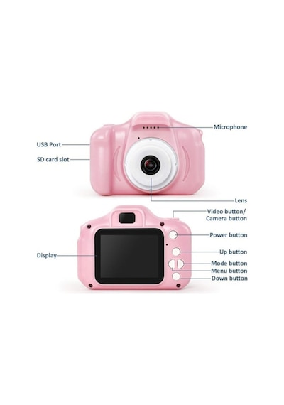 Dijital Renkli Ekran Çocuk Kamerası 1080p Hafıza Kartlı Şarjlı Video Resim Oyun Fotoğraf Makinesi